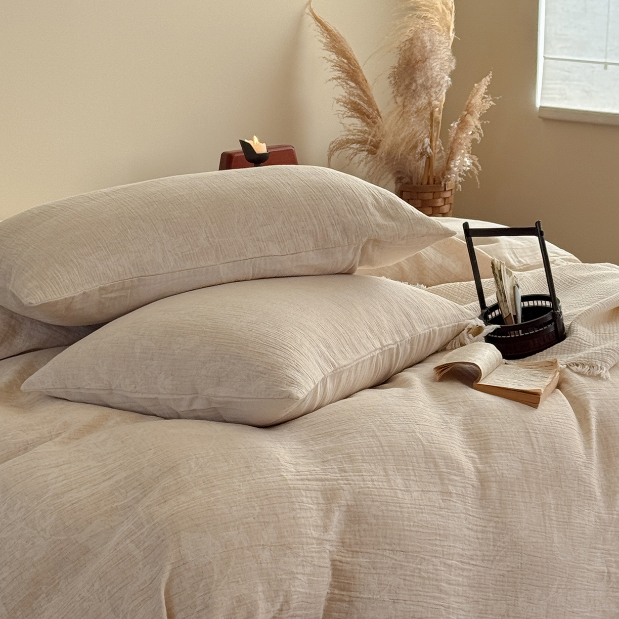 91家纺网 家纺一手货源 找家纺 （总）爱丽丝 2026新款色织提花棉麻四件套-如梦令基础款