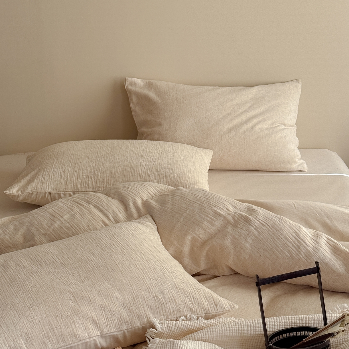 91家纺网 家纺一手货源 找家纺 （总）爱丽丝 2026新款色织提花棉麻四件套-如梦令基础款