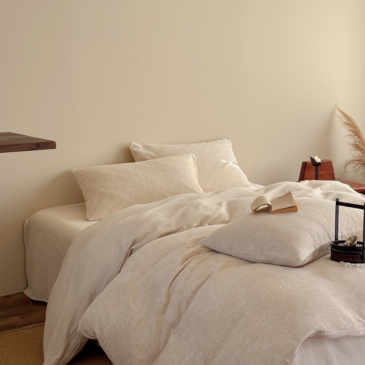 91家纺网 家纺一手货源 找家纺 （总）爱丽丝 2026新款色织提花棉麻四件套-如梦令基础款