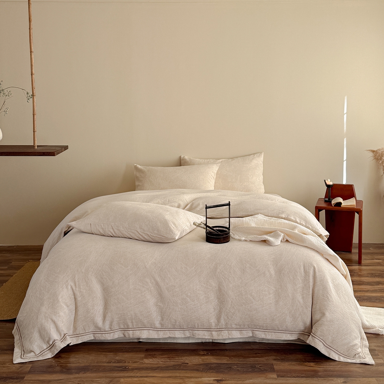 （总）爱丽丝 2026新款色织提花棉麻四件套-鎏光织带款