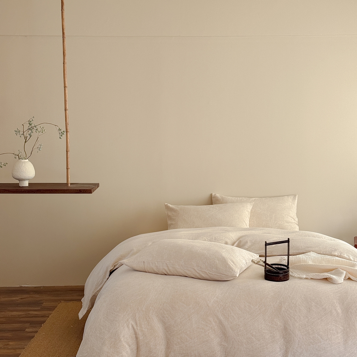 91家纺网 家纺一手货源 找家纺 （总）爱丽丝 2026新款色织提花棉麻四件套-鎏光织带款