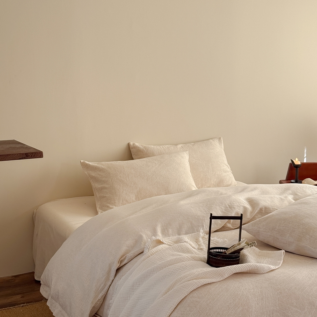 91家纺网 家纺一手货源 找家纺 （总）爱丽丝 2026新款色织提花棉麻四件套-鎏光织带款