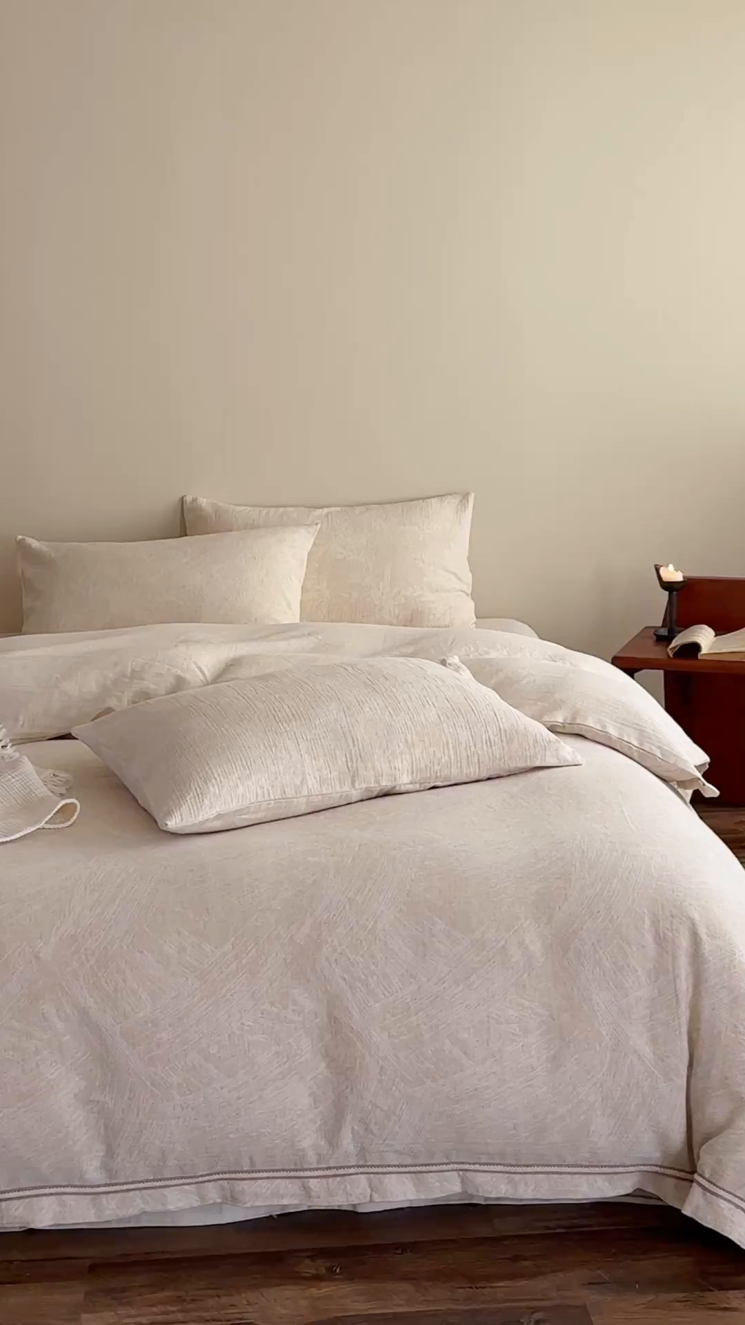 91家纺网 家纺一手货源 找家纺 （总）爱丽丝 2026新款色织提花棉麻四件套-鎏光织带款