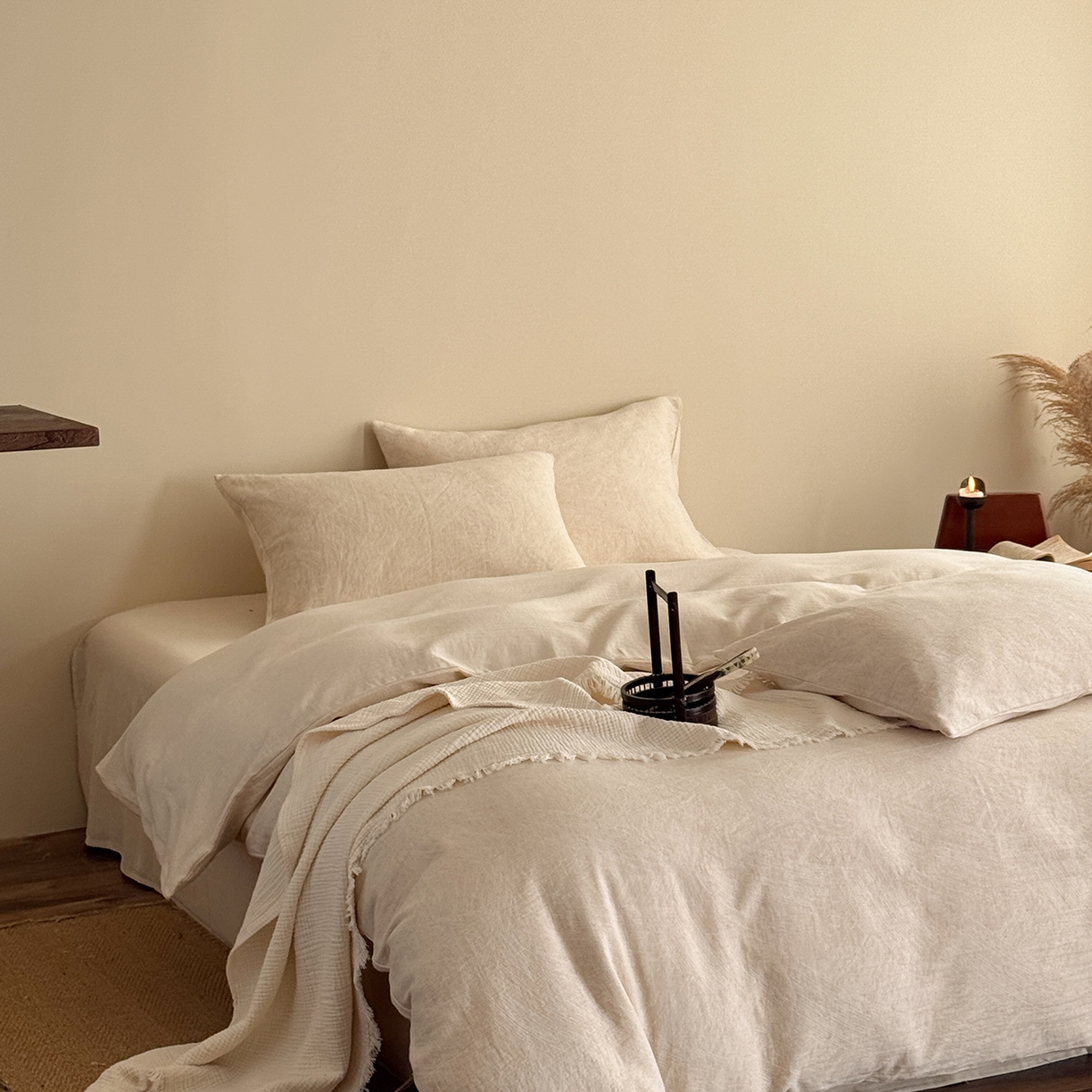 91家纺网 家纺一手货源 找家纺 （总）爱丽丝 2026新款色织提花棉麻四件套-鎏光基础款