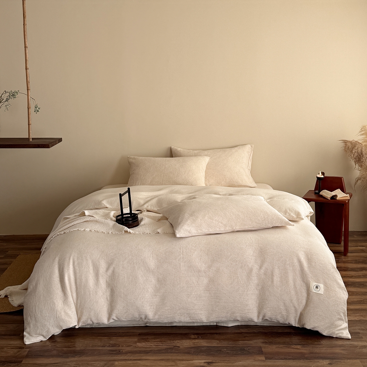 91家纺网 家纺一手货源 找家纺 （总）爱丽丝 2026新款色织提花棉麻四件套-鎏光基础款