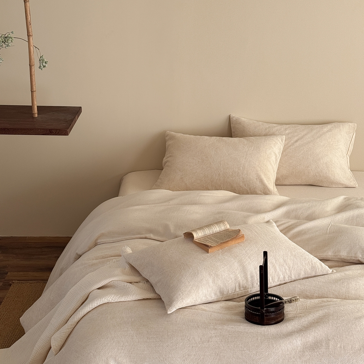 91家纺网 家纺一手货源 找家纺 （总）爱丽丝 2026新款色织提花棉麻四件套-鎏光基础款