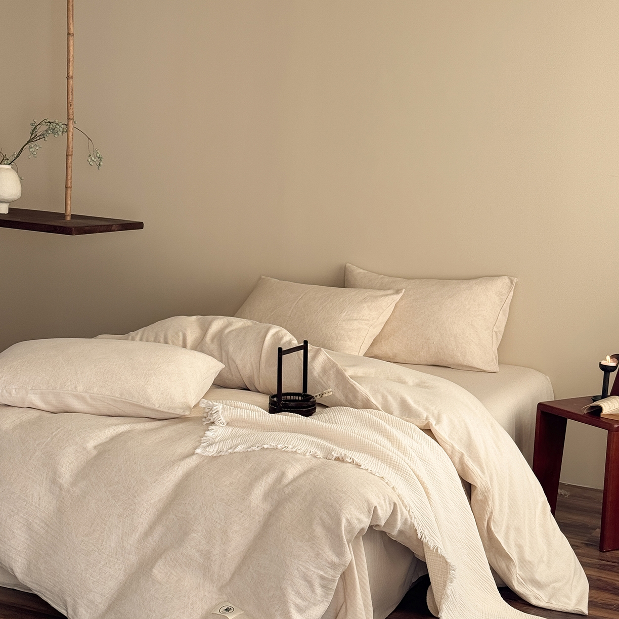 91家纺网 家纺一手货源 找家纺 （总）爱丽丝 2026新款色织提花棉麻四件套-鎏光基础款