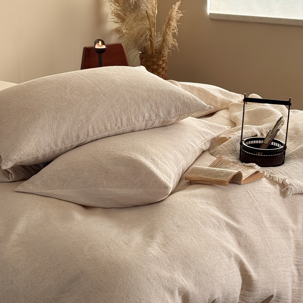 91家纺网 家纺一手货源 找家纺 （总）爱丽丝 2026新款色织提花棉麻四件套-鎏光基础款