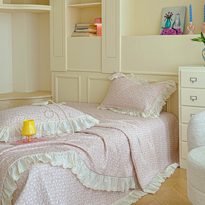 91家纺网 家纺一手货源 找家纺 （总）栩裕纺织 2025新款全棉双层纱床盖三件套四件套