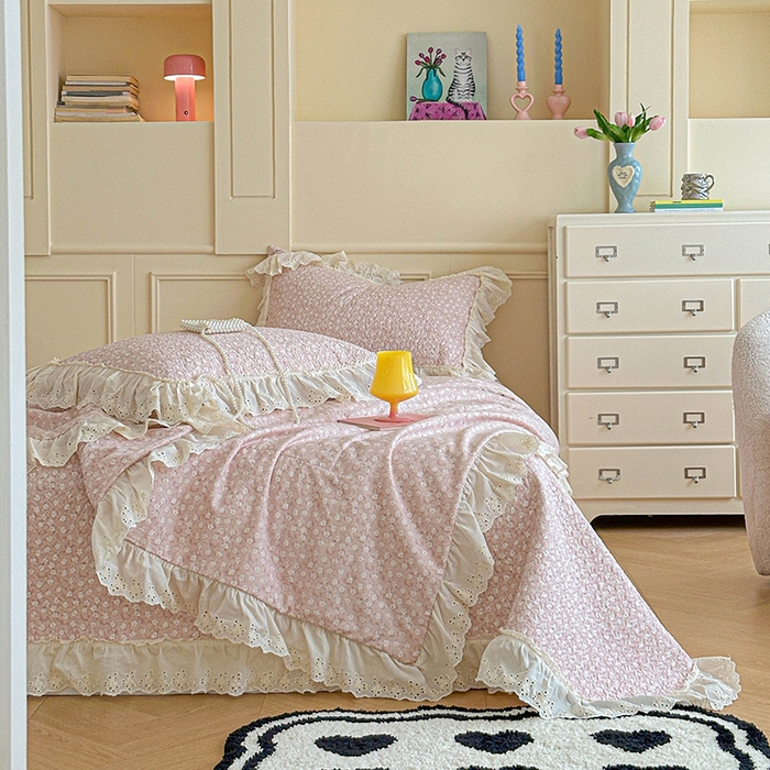 91家纺网 家纺一手货源 找家纺 （总）栩裕纺织 2025新款全棉双层纱床盖三件套四件套