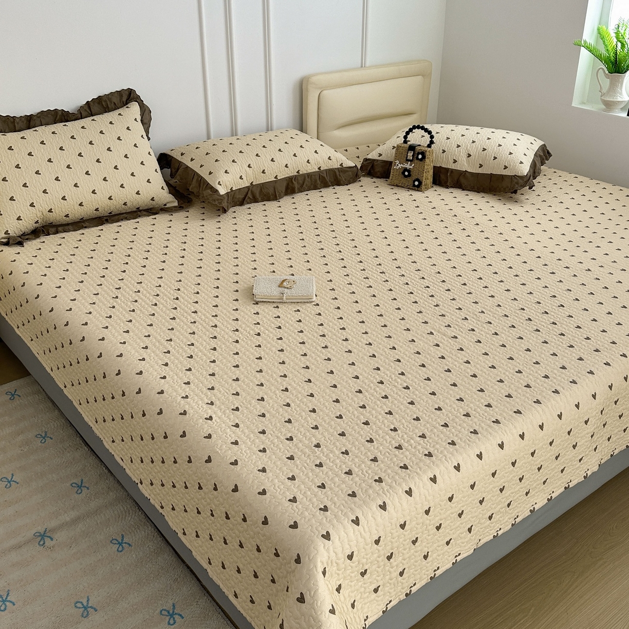 91家纺网 家纺一手货源 找家纺 暖居 2025新款全棉水洗棉床盖三件套可配同款被套同款多功能夏被四季通用 黄小格