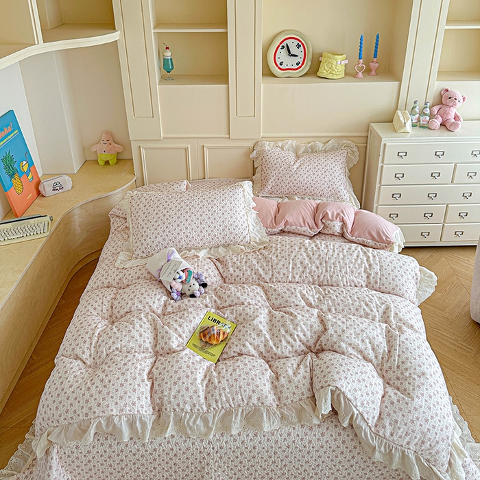 91家纺网 家纺一手货源 找家纺 栩裕纺织 2025新款全棉双层纱床盖三件套四件套 梦寐花都