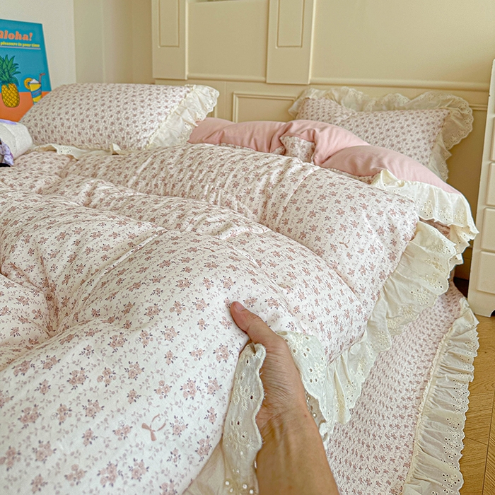 91家纺网 家纺一手货源 找家纺 栩裕纺织 2025新款全棉双层纱床盖三件套四件套 梦寐花都