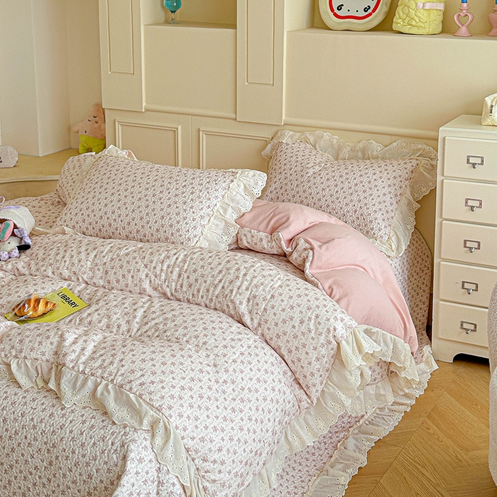 91家纺网 家纺一手货源 找家纺 栩裕纺织 2025新款全棉双层纱床盖三件套四件套 梦寐花都