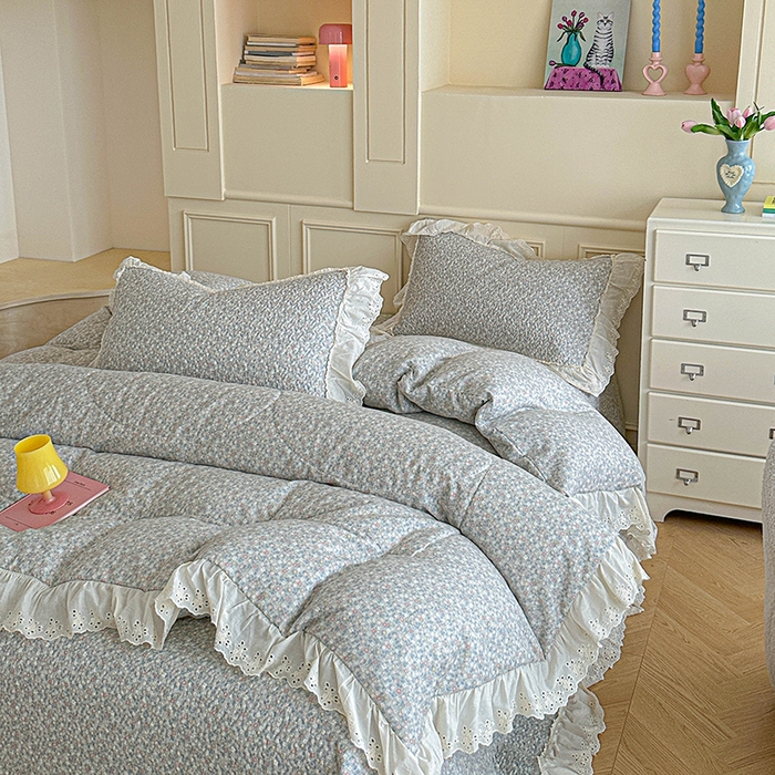 91家纺网 家纺一手货源 找家纺 栩裕纺织 2025新款全棉双层纱床盖三件套四件套 抹茶小团子-咖