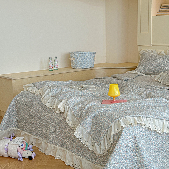 91家纺网 家纺一手货源 找家纺 栩裕纺织 2025新款全棉双层纱床盖三件套四件套 抹茶小团子-咖