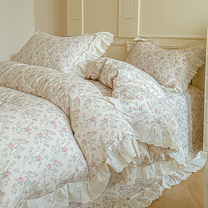 栩裕纺织 2025新款全棉双层纱床盖三件套四件套 木映-绿