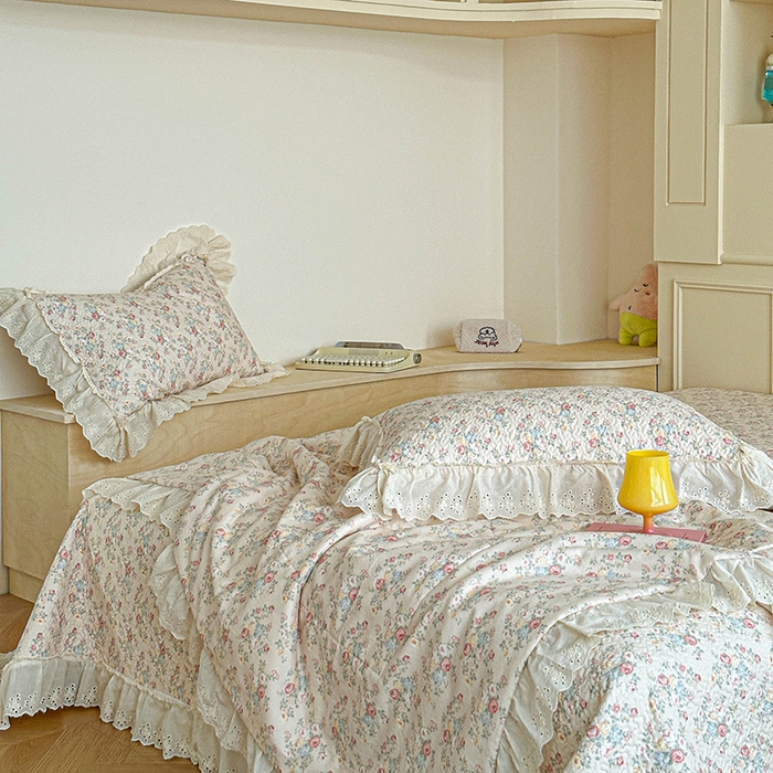 91家纺网 家纺一手货源 找家纺 栩裕纺织 2025新款全棉双层纱床盖三件套四件套 木映-绿