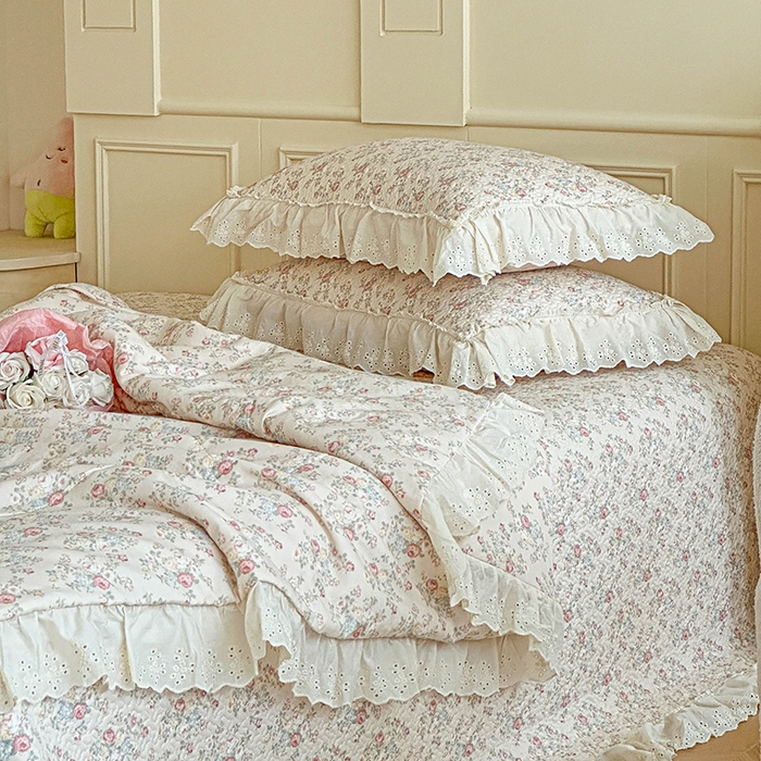 91家纺网 家纺一手货源 找家纺 栩裕纺织 2025新款全棉双层纱床盖三件套四件套 木映-绿