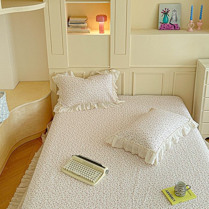 91家纺网 家纺一手货源 找家纺 栩裕纺织 2025新款全棉双层纱床盖三件套四件套 甜音少女-桔