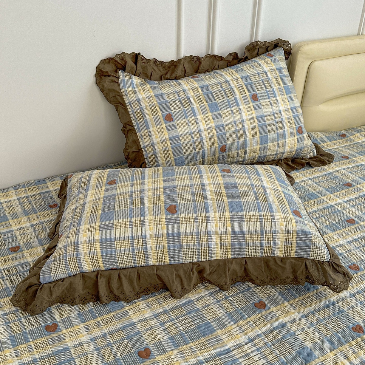 91家纺网 家纺一手货源 找家纺 暖居 2026年支持定制纯棉床盖三件套四件套大拼接床专用榻榻米农村大炕盖直角系列 莱恩蓝~包边款