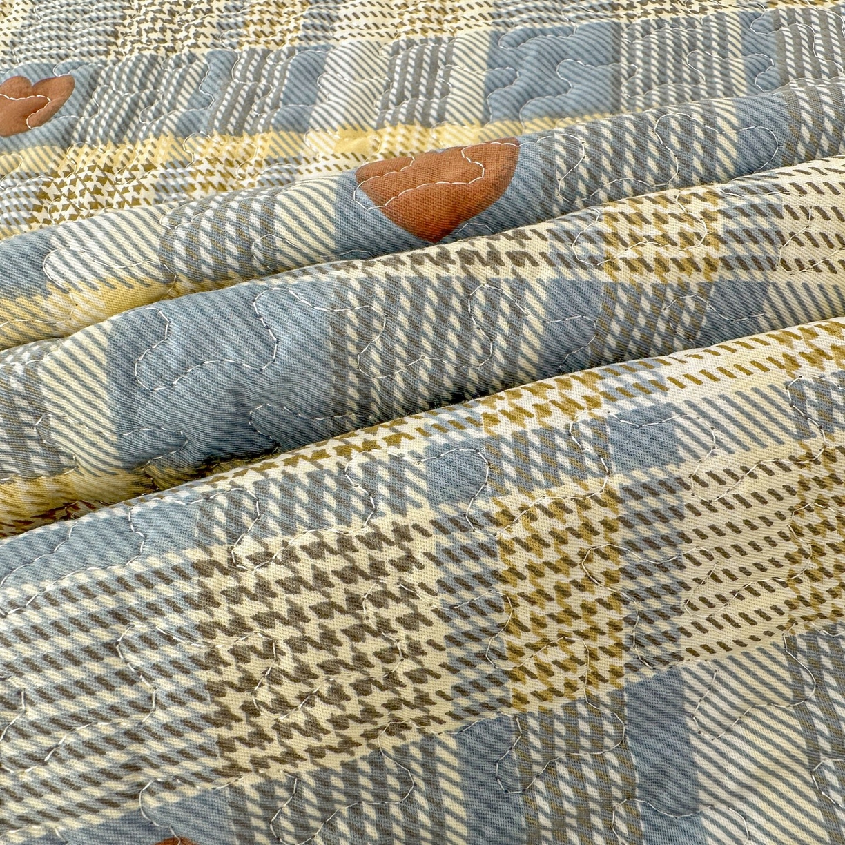 91家纺网 家纺一手货源 找家纺 暖居 2026年支持定制纯棉床盖三件套四件套大拼接床专用榻榻米农村大炕盖直角系列 莱恩蓝~包边款