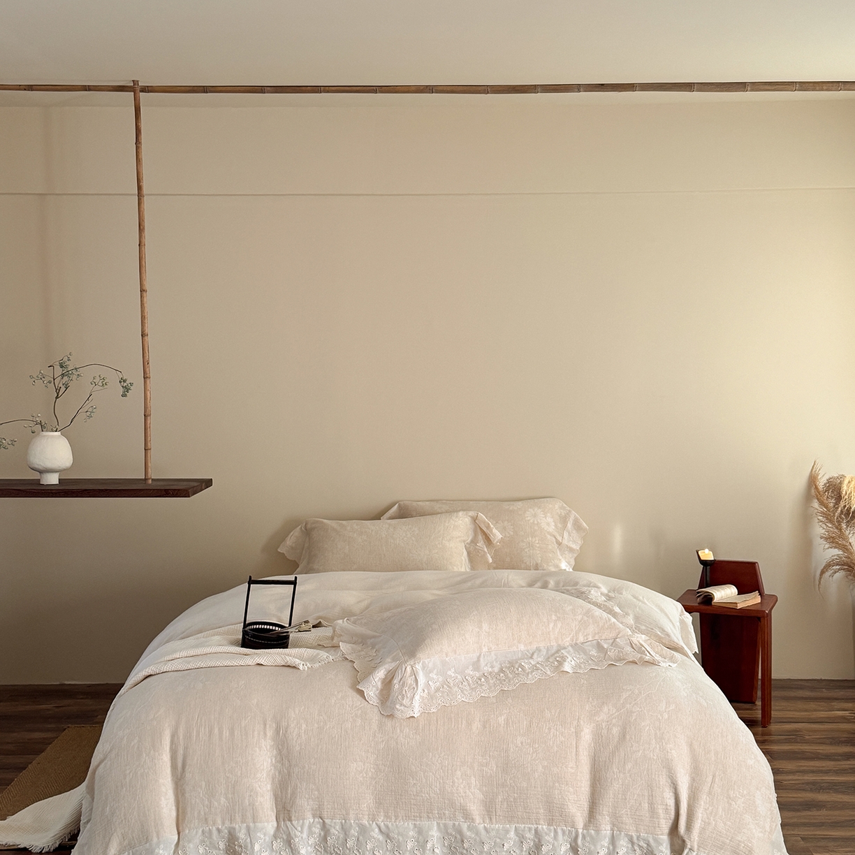 （总）爱丽丝 2026新款色织提花棉麻四件套-椿山集花边款