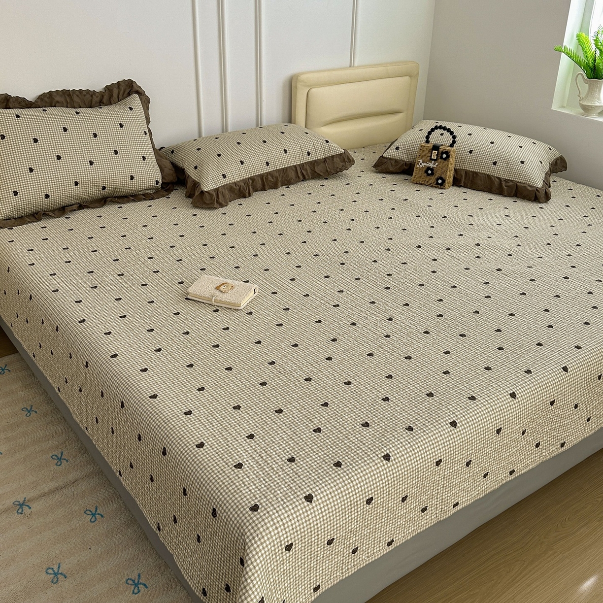 暖居 2026年支持定制纯棉床盖三件套四件套大拼接床专用榻榻米农村大炕盖直角系列 雅格~包边款