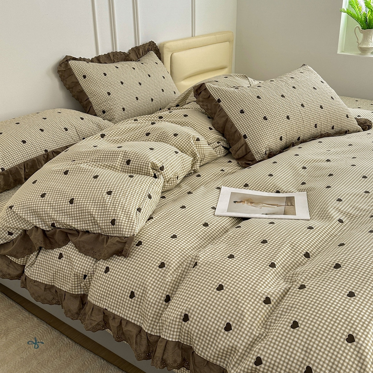 91家纺网 家纺一手货源 找家纺 暖居 2026年支持定制纯棉床盖三件套四件套大拼接床专用榻榻米农村大炕盖直角系列 雅格~包边款