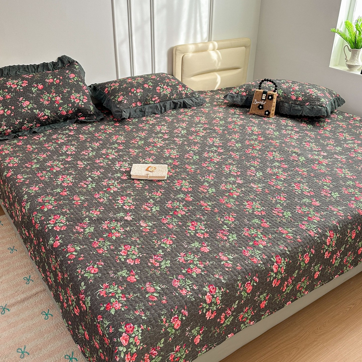 暖居 2026年支持定制纯棉床盖三件套四件套大拼接床专用榻榻米农村大炕盖直角系列 中国美~包边款