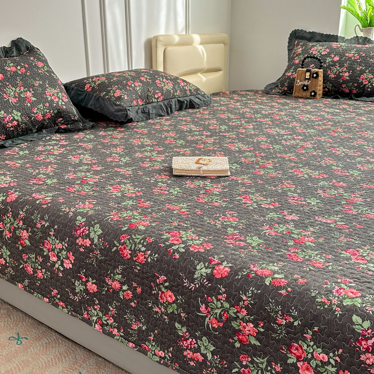 91家纺网 家纺一手货源 找家纺 暖居 2026年支持定制纯棉床盖三件套四件套大拼接床专用榻榻米农村大炕盖直角系列 中国美~包边款