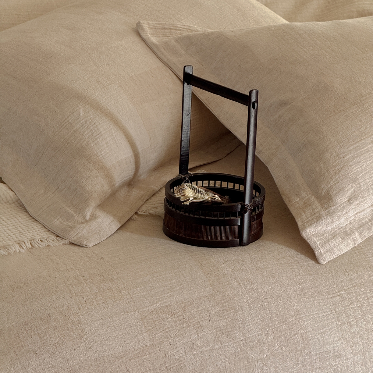 91家纺网 家纺一手货源 找家纺 （总）爱丽丝 2026新款色织提花棉麻四件套-层次美学织带款