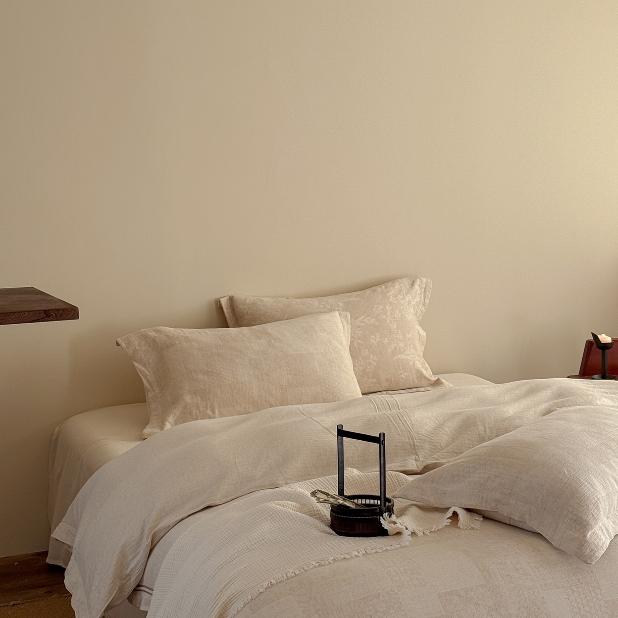 91家纺网 家纺一手货源 找家纺 （总）爱丽丝 2026新款色织提花棉麻四件套-层次美学织带款