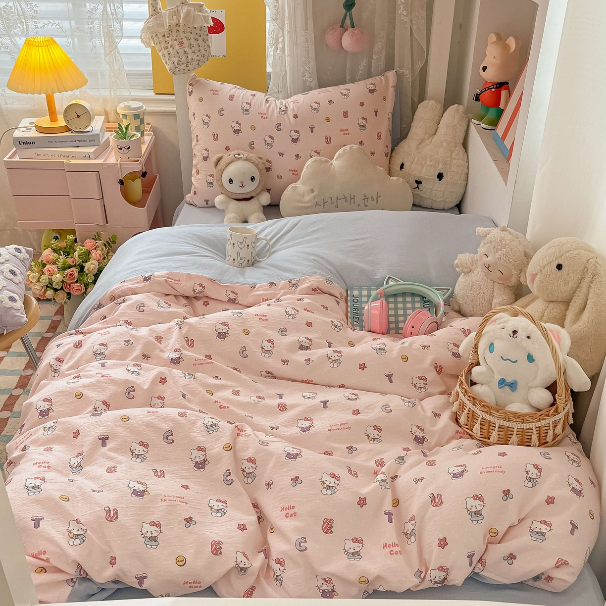 91家纺网 家纺一手货源 找家纺 （总）佳鸿家纺 2025新款卡通云感双层纱宿舍床单三件套居家四件套床单被套床笠款（提供买家秀）