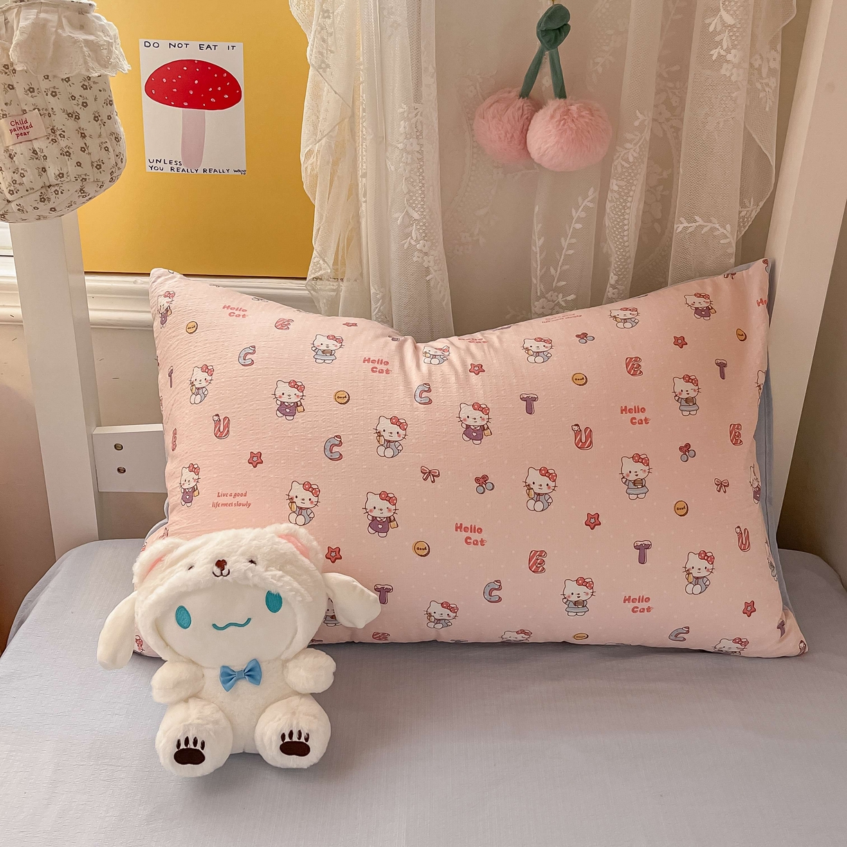 91家纺网 家纺一手货源 找家纺 佳鸿家纺 2025新款卡通云感双层纱宿舍床单三件套居家四件套床单被套床笠款（提供买家秀） 粉猫甜心派对