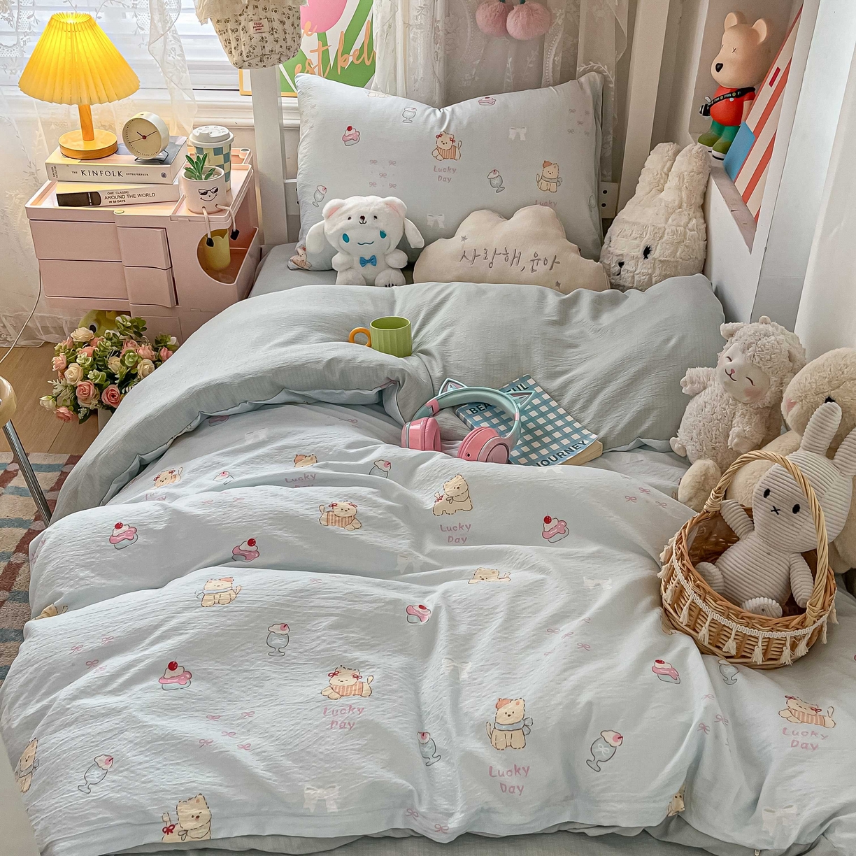 91家纺网 家纺一手货源 找家纺 佳鸿家纺 2025新款卡通云感双层纱宿舍床单三件套居家四件套床单被套床笠款（提供买家秀） 小熊甜点乐园