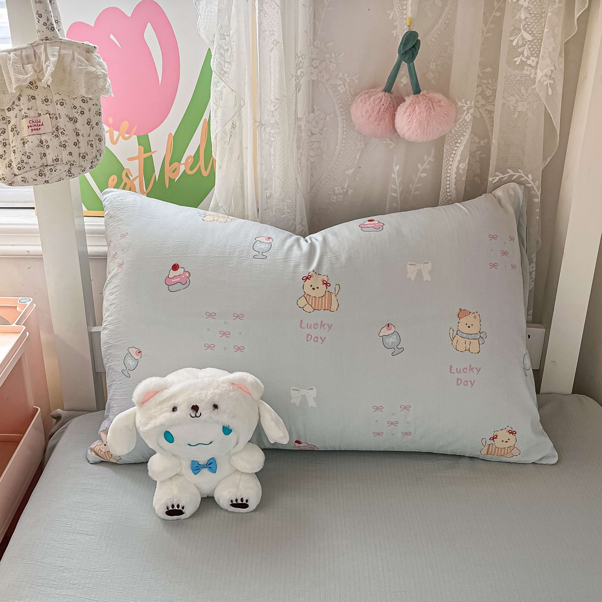 91家纺网 家纺一手货源 找家纺 佳鸿家纺 2025新款卡通云感双层纱宿舍床单三件套居家四件套床单被套床笠款（提供买家秀） 小熊甜点乐园