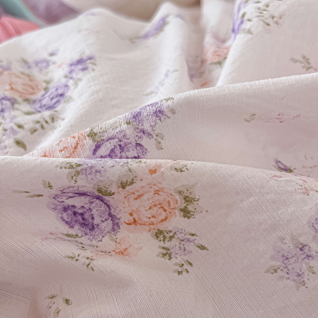 91家纺网 家纺一手货源 找家纺 佳鸿家纺 2025新款卡通云感双层纱宿舍床单三件套居家四件套床单被套床笠款（提供买家秀） 紫花梦境