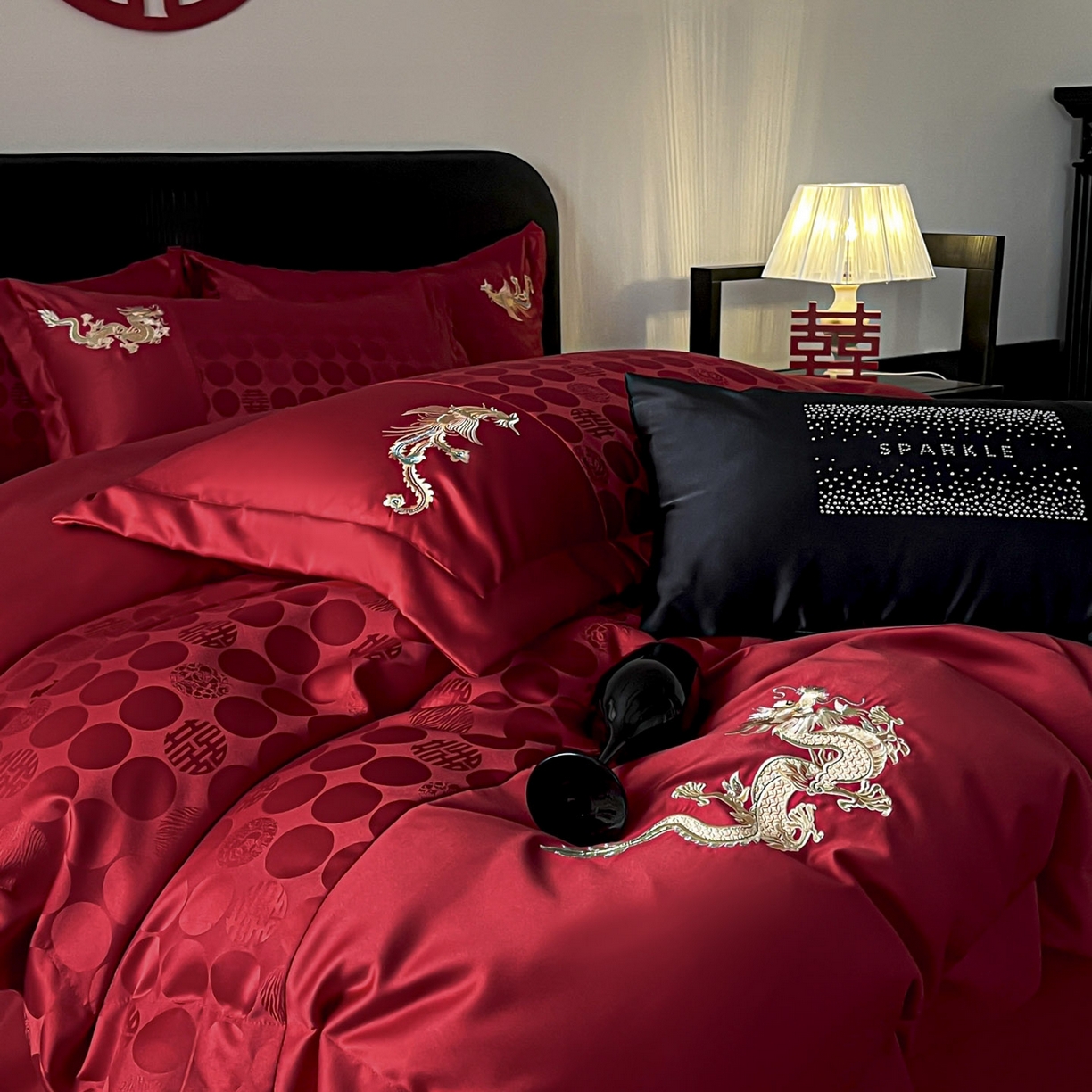 91家纺网 家纺一手货源 找家纺 （总）欧乐蒂 2025新款亲肤棉提花婚庆四件套-玫瑰喜事