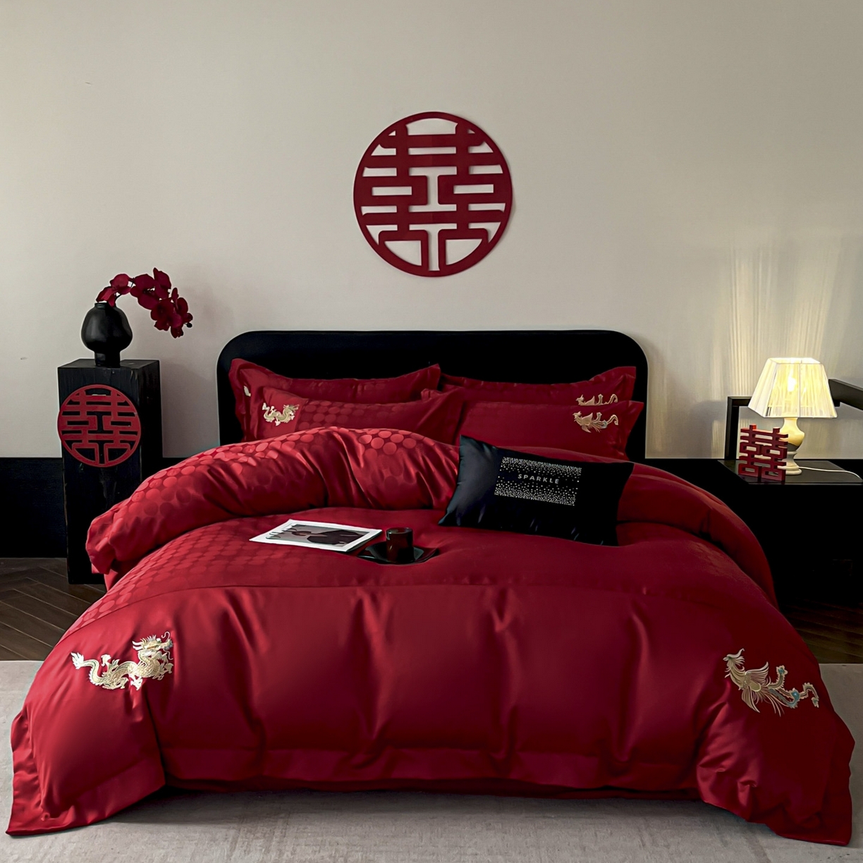 91家纺网 家纺一手货源 找家纺 （总）欧乐蒂 2025新款亲肤棉婚庆刺绣四件套系列