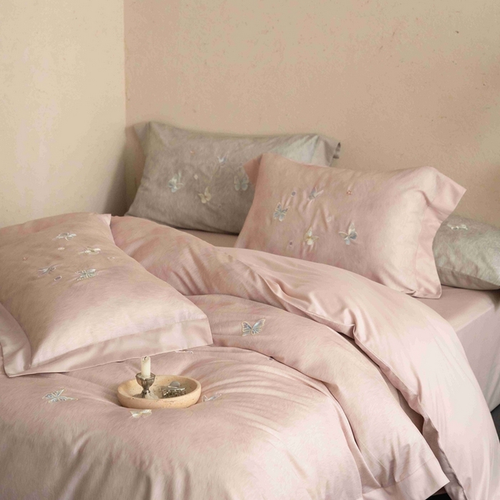 黛舒家居 2026新款80s兰精天丝棉四件套-蝴蝶 花舞蝶梦-粉