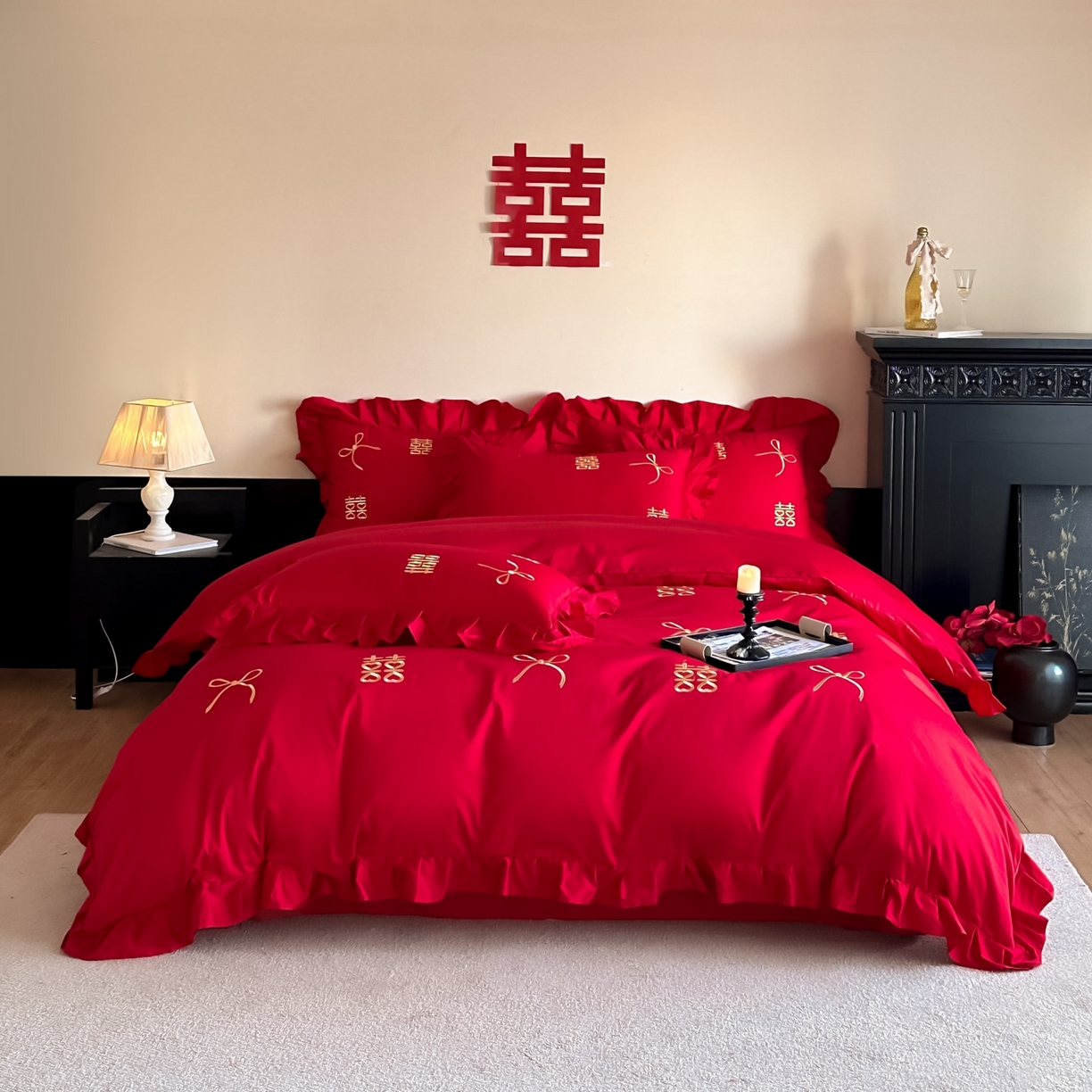 91家纺网 家纺一手货源 找家纺 （总）欧乐蒂 2025新款亲肤棉婚庆刺绣四件套系列