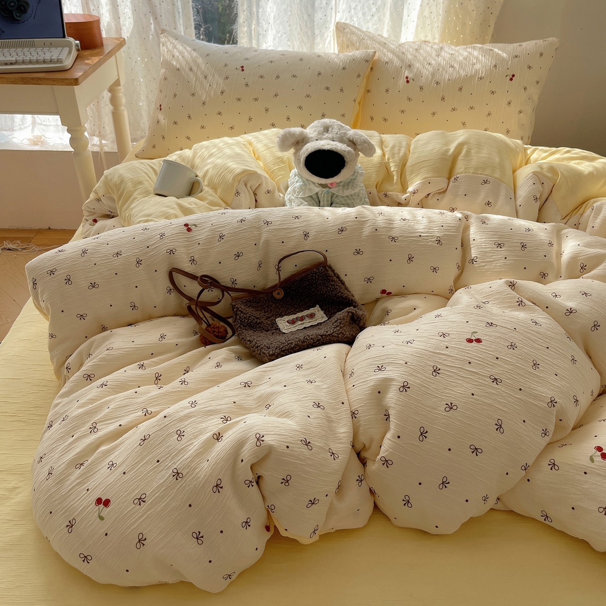 91家纺网 家纺一手货源 找家纺 （总）澜妃 2025新款甄选三层纱印花四件套系列