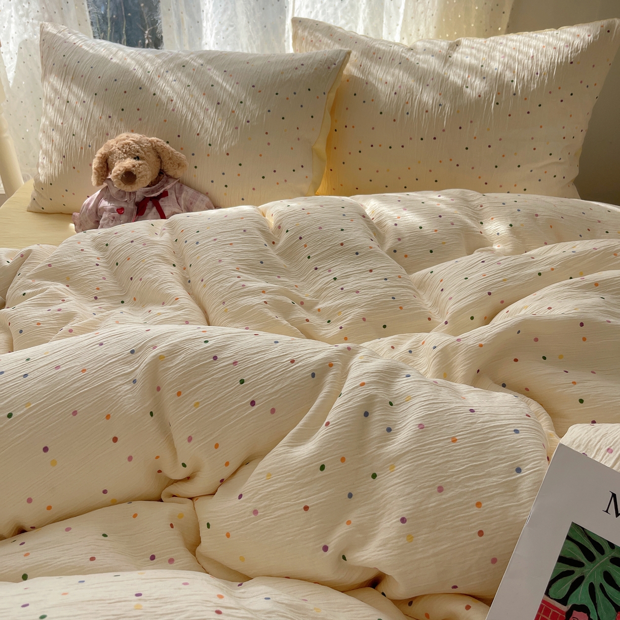 91家纺网 家纺一手货源 找家纺 澜妃 2025新款甄选三层纱印花四件套系列 彩波波