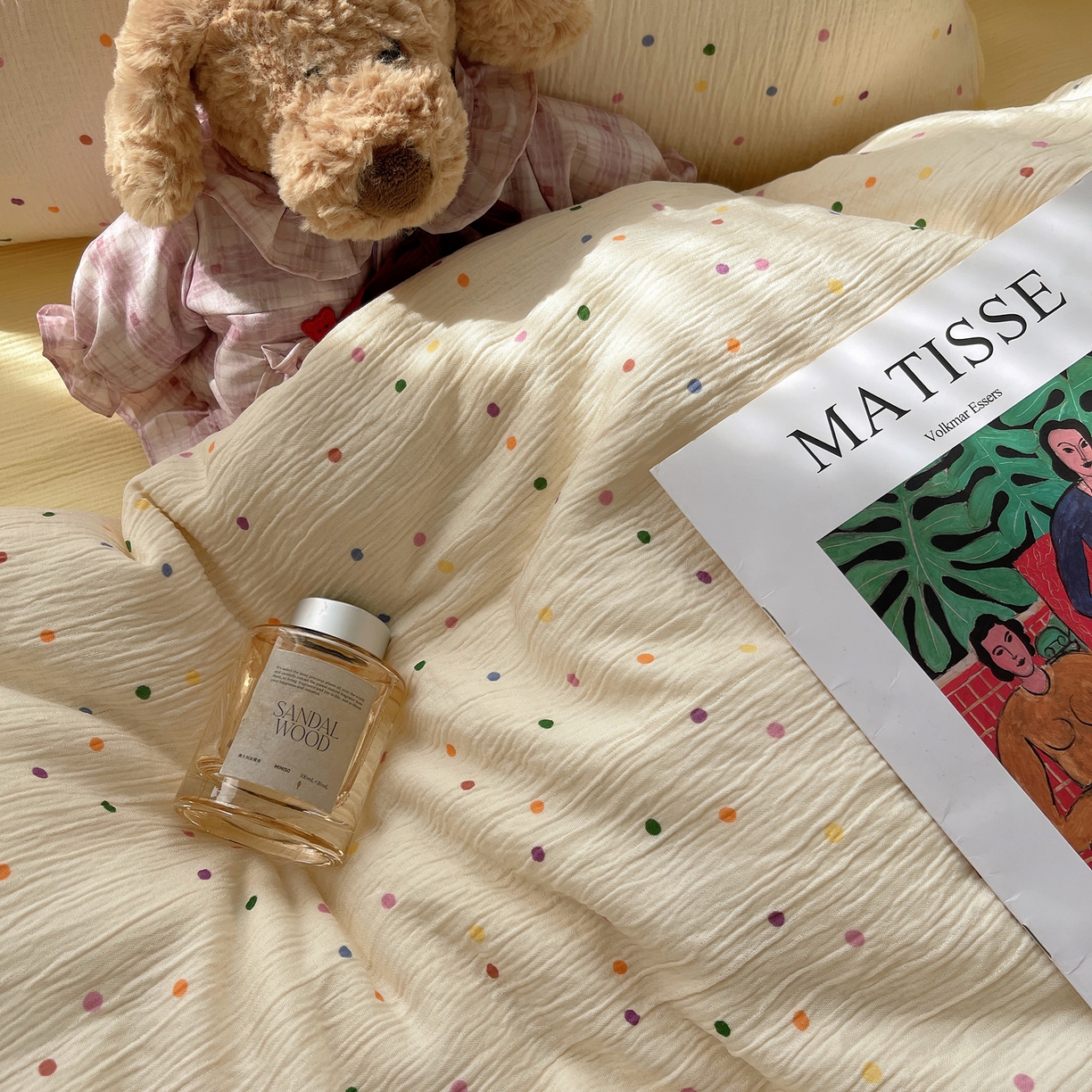 91家纺网 家纺一手货源 找家纺 澜妃 2025新款甄选三层纱印花四件套系列 彩波波