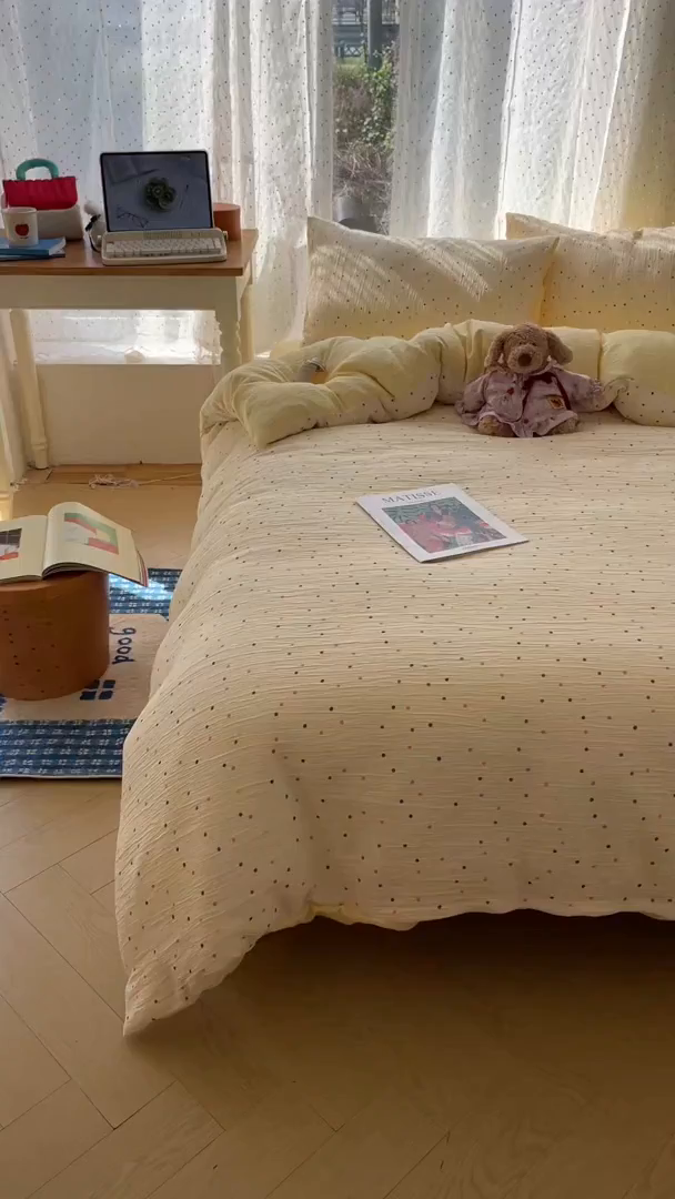 91家纺网 家纺一手货源 找家纺 澜妃 2025新款甄选三层纱印花四件套系列 彩波波