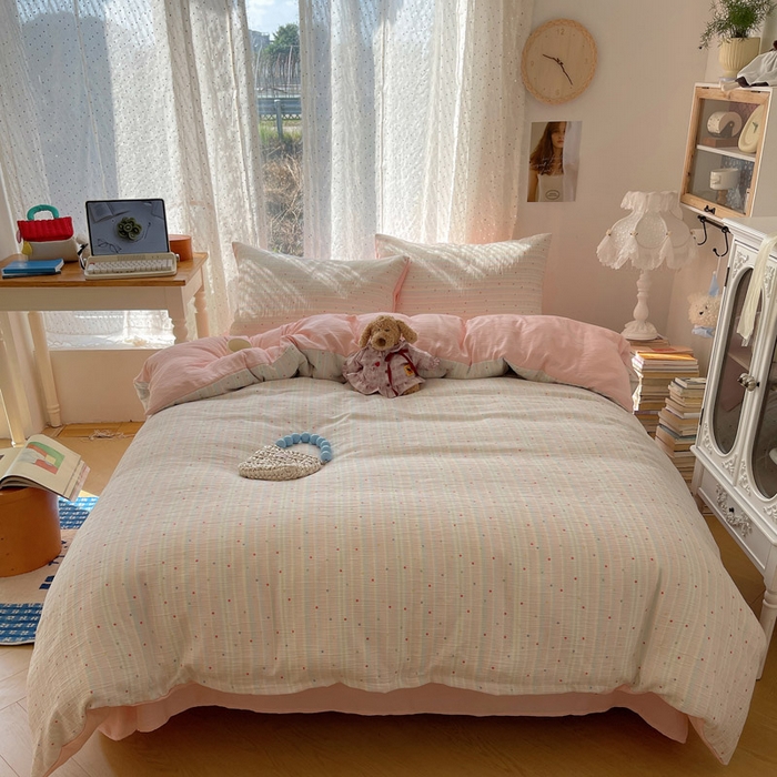 91家纺网 家纺一手货源 找家纺 澜妃 2025新款甄选三层纱印花四件套系列 彩虹世界