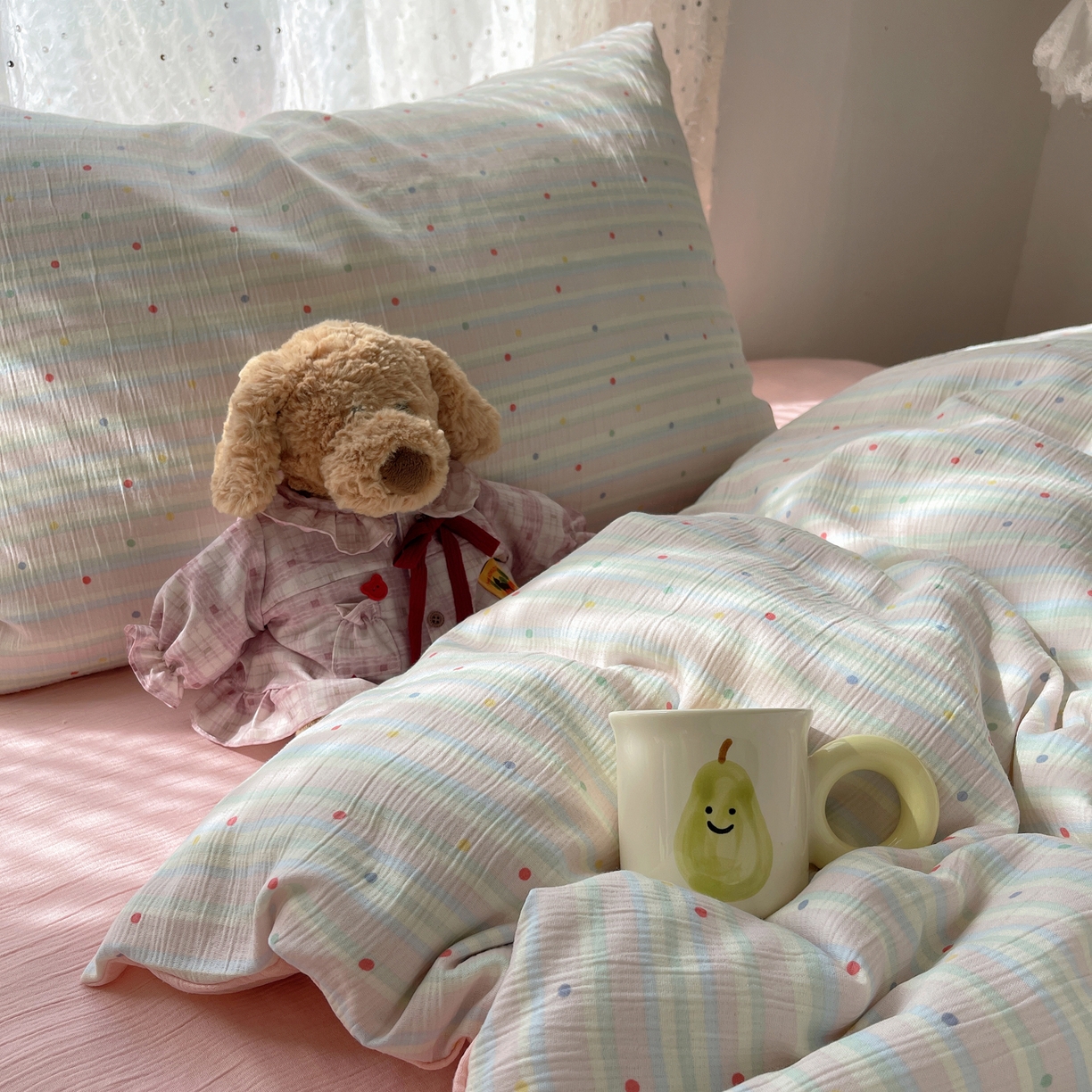 91家纺网 家纺一手货源 找家纺 澜妃 2025新款甄选三层纱印花四件套系列 彩虹世界