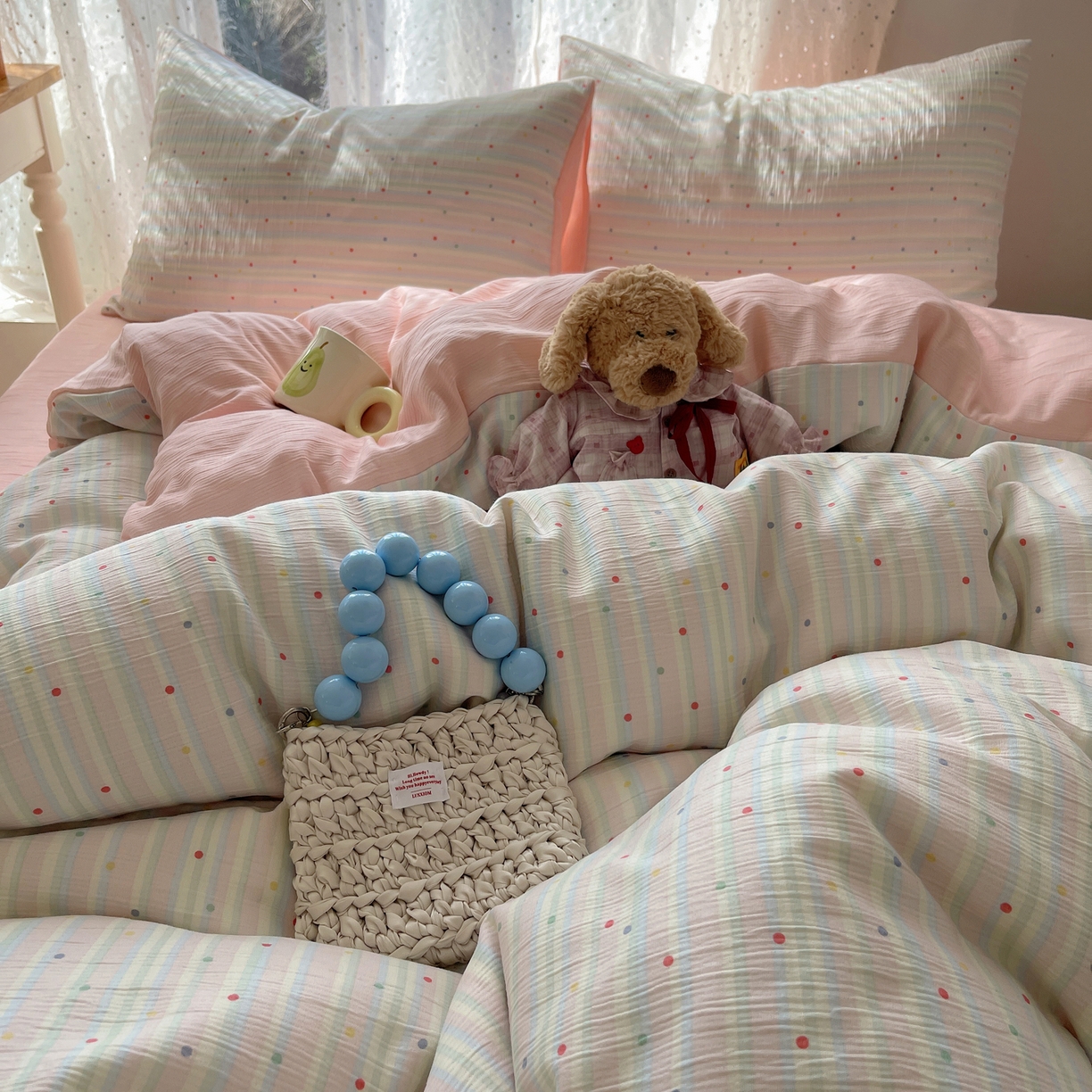 91家纺网 家纺一手货源 找家纺 澜妃 2025新款甄选三层纱印花四件套系列 彩虹世界