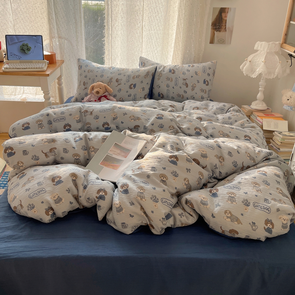 91家纺网 家纺一手货源 找家纺 澜妃 2025新款甄选三层纱印花四件套系列 复古修狗